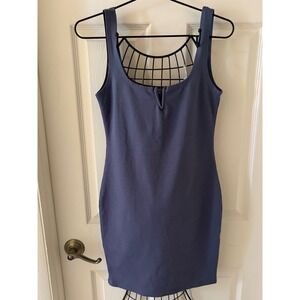 Haley & June Women's Large Blue Bodycon Mini Dress Notch Neck Sleeveless